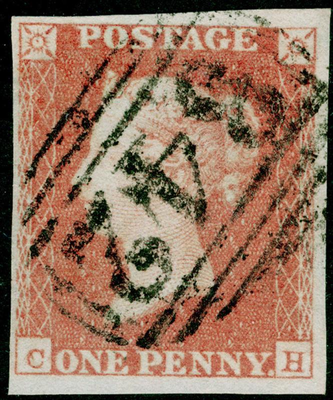 SG9, 1d pale red-brown, FINE USED. Cat £40. 4 MARGINS. CH