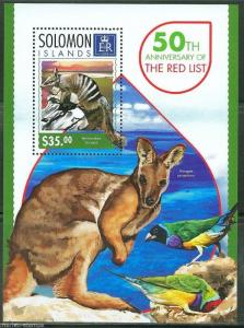 SOLOMON ISLANDS 2014 50th ANN RED LIST OF ENDANGERED ANIMALS KANGAROO S/S   NH