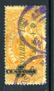 Nicaragua 1908 Provisional 4¢/5¢ Yellow Sc 223v *1008* VFU U653