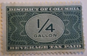 US State Revenue Washington D.C. Beverage Tax 1/4 Gallon Green Used