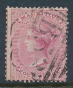 Mauritius 1863-72 4 cents SG 62 & 62W Sc 35 Rose WMK Crown CC Inverted Used
