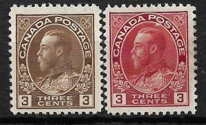 COLLECTION LOT OF # 108-9 CANADA 1918-23 UNUSED NO GUM CV = $42.50