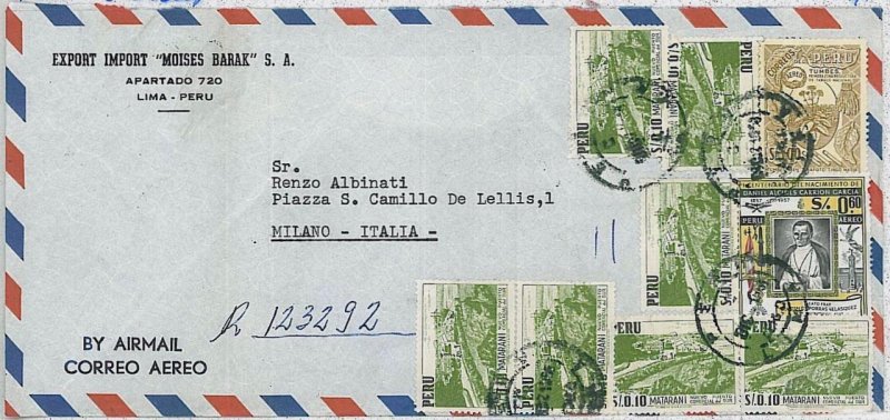 31476 - PERU - POSTAL HISTORY - oversize AIRMAIL COVER to ITALY 1980 religion-