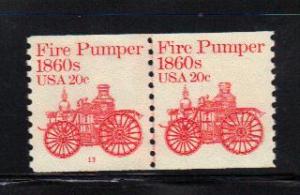 #1908 MNH Line Pair  #13 20c Fire Pumper 1981-84 Issue