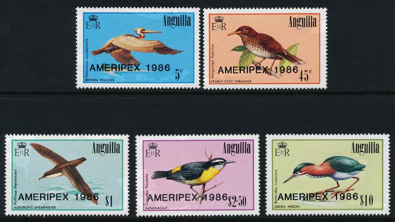 Anguilla 678-82 MNH Birds, AMERIPEX 1986