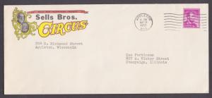 US Sc 1036 on 1962 Sells  Bros. Circus Advertising Cover