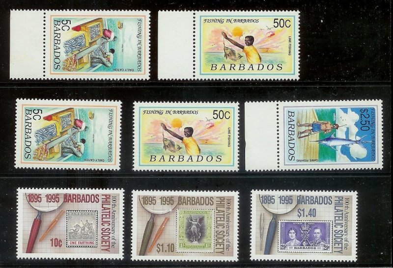 BARBADOS Large stamp accumulation Most MNH plate blocks gutter pairs Much value!