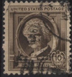 US 863 (used) 10¢ Samuel L. Clemens (Mark Twain) (1940)