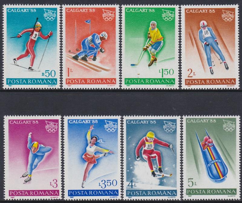Romania 1987 Winter Olympics Scott (3487-94) MNH