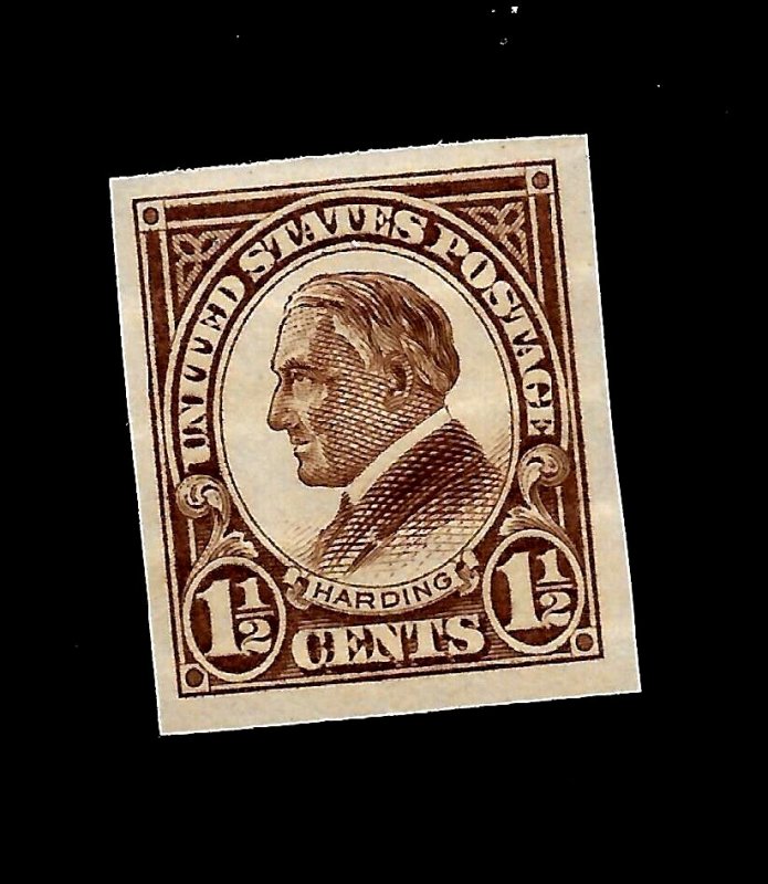 US  SC # 576 UlS President Harding Imperf.  Mint NH - Vivid Color - Centered 