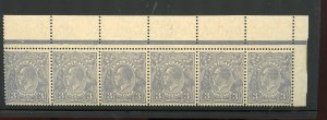 AUSTRALIA 3d ULTRAMARINE KGV DIE I UR CORNER STRIP SCOTT #72a MINT NEVER HINGED