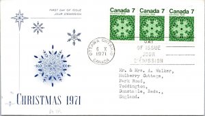 Canada 1971 FDC - Christmas - Ottawa, Ont - 3 x 7c Stamp - J4016