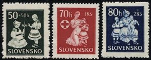 SLOVAKIA 1943  Sc B11-B13, Mint NH VF  - Children & Red Cross Relief