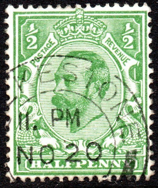 1911 Sg 326 N2/8 ½d bluish green (T1, Crown, Die B) with Double Circle Cancel
