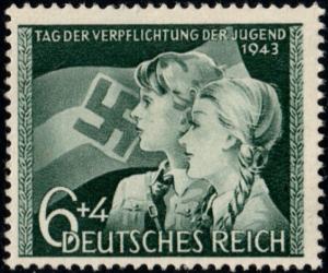 ✔️ GERMANY REICH 1943 - NAZI HITLER JUGEND YOUTH - Mi. 843 ** MNH OG [DR843]