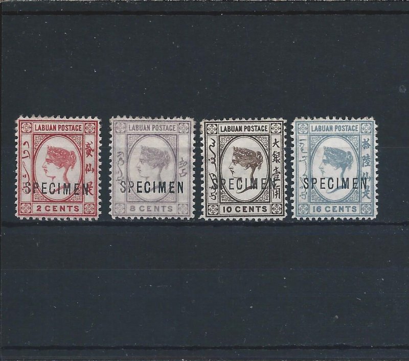 LABUAN 1885-86 SET OF FOUR OVERPRINTED SPECIMEN MM SG 30s/33s CAT £550