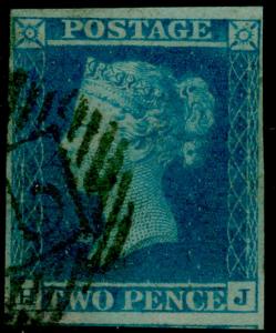 SG13, 2d pale blue, FINE USED. 4 MARGINS. Cat £100. HJ