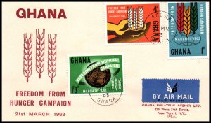 Ghana 132-134 Freedom From Hunger Typed FDC