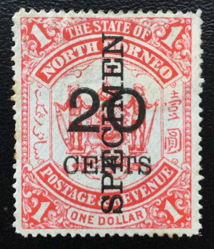 Malaya North Borneo 1895 SPECIMEN 20c opt $1 SG#89 MH M1974