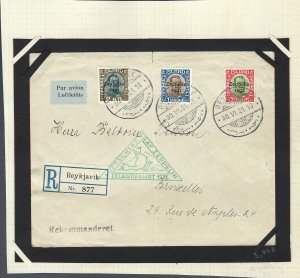 Iceland 1931 Graf Zeppelin Cover w/C9, C10 & C11 SCV$950.00...fill Quality!