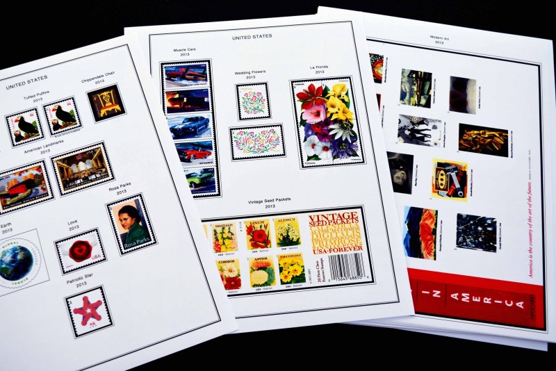 COLOR PRINTED U.S.A. 2011-2020 STAMP ALBUM PAGES (101 illustrated pages)