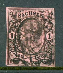 Germany 1855 Saxony Sachsen 1ng Black/Rose Scott # 10 VFU T846