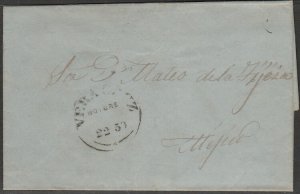 MEXICO-Veracruz 1850 PRE-STAMP FOLDED LETTER TO MEXICO CITY. VF. (7)