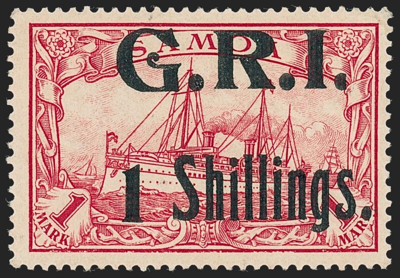 MOMEN: SAMOA SG #110 GRI G.R.I. 1914 MINT OG H HANS CERT £3,250 LOT #68661