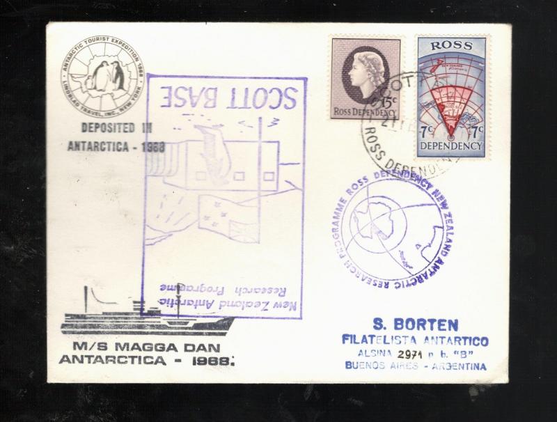 1968 Ross Dependency MS MAGGA DAN cover Buenos Aires #L7 #L8 Lindblad Travel