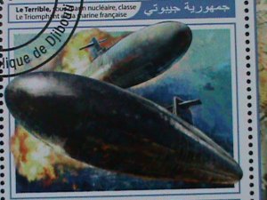 ​DJIBOUTI-2017 SC#1357 WORLD FAMOUS  SUBMARINES- CTO SHEET-VF LAST ONE-