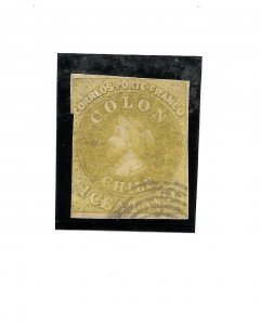 CHILE  YEAR 1862 COLOMBUS YELOW SCOTT 11 MICHEL 4 USED