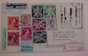 BELGIUM  10 or ORE STAMPS ON 1948 REGISTERED GENT TO USA