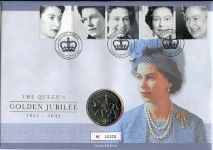 GB Royal Mint The Queen's Golden Jubilee 1952-2002 £5 Coin & Stamp Cov