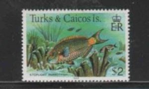 TURKS & CAICOS ISLANDS #373b 1983 $2 STOPLIGHT PARROT FISH MINT VF NH O.G