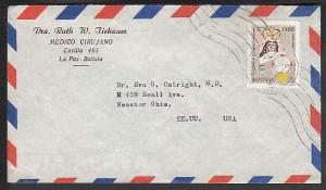 Bolivia to Wooster Ohio 1962 airmail cover 