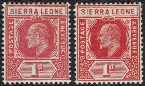 SIERRA LEONE 1907 KEVII 1D BOTH SHADES