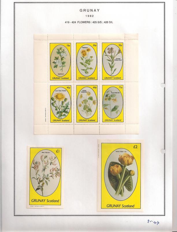 SCOTLAND - GRUNAY - 1982 - Flowers #2 - Perf 6v, Souv, D/L Sheets - MLH