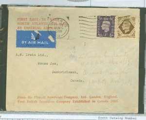 Great Britain 240/248 1939 U K - Canada North Atlantic First Flight, Montreal receiver on back, light damage to flap from seal r