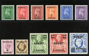 Kuwait 1948 KGVI Surcharges set complete MLH. SG 64-73a. Sc 72-81A.
