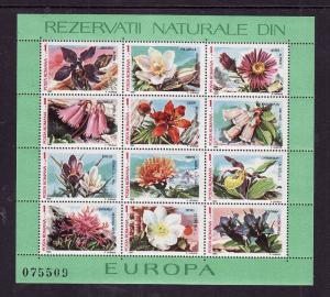 Romania-Sc#3465-unused NH sheet-Flowers-1987-