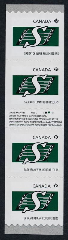 Canada 2562i Gutter pair coil strip MNH CFL Saskatchewan Roughriders, Sports