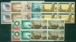 8 DIFFERENT SPECIFIC 4-CENT BLOCKS OF 4, MINT, OG, NH, GREAT PRICE! (43)