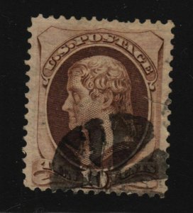 1870 Jefferson Sc 150 used 10c brown, faults