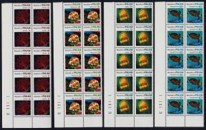 Palau 9-19 Plate Blocks of 10 MNH Fish, Coral, Shells, Turtle