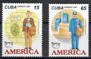 CUBA  Sc# 3875-3876 Upaep TRADITIONAL COSTUMES Cpl set of 2  1997  MNH mint