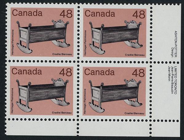 Canada 929 BR Block Plate 1 MNH Cradle