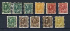 11x Canada Admiral M & U Stamps 3x #104-105-106-106c-107-108x3 110  GV= $184.00