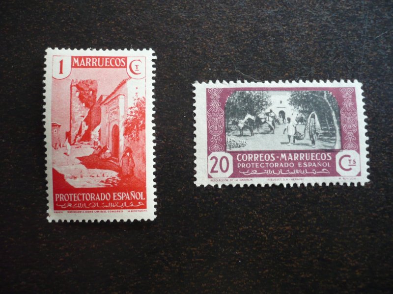 Stamps - Spanish Morocco - Scott# 144, 241 - Mint Hinged 2 Stamps