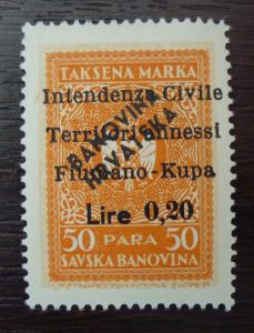 FIUME-WWII-FIUMANO KUPA-ITALY OCCUPATION OF YUGOSLAVIA-REVENUE STAMP R! M23