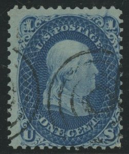 #63b 1c 1861 DARK BLUE SHADE F-VF USED WITH TARGET CANCELS CV $850 BV664